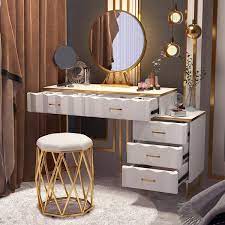 Modern White Extendable Makeup Vanity 5
