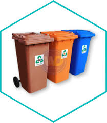 Orange bin is for plastic and aluminium cans, blue bin for paper, and brown bin for glass. Road Safety Equipment Products Supplier Malaysia Welldone