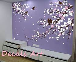 Cherry Blossom Branches With Birds Vinyl Wall Sticker Wall Decal Tree Decals Wall Murals Art Nurser Nursery Wall Decals Tree Wall Decor Girls Room Paint