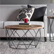 Elephance round coffee table with storage, 35.8 inch rustic wood coffee table with strong metal frame for living room, dining room, cocktail table, round sofa table (almond) 4.5 out of 5 stars 239 $149.99 $ 149. Chester Wood Iron Geometric Hand Finished Coffee Table By Kosas Home 18hx32wx32d Overstock 14080585