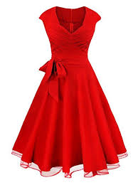 Amazon Com Killreal Women S Elegant Sleeveless Vintage 1950s V Neck Cocktail Swing Dress Clothing Red Cocktail Dress Dresses Special Event Dresses