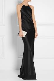 Black Silk Satin Gown Calvin Klein Collection Fashion Satin Gown Silk Dress