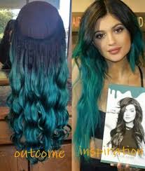kylie jenner hair haircolor teal ombre black to blue inspiration hair by brittany hair styles teal hair long hair styles