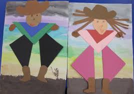 Shape Cowboys Cowgirls Rodeo Crafts Preschool Art Cowboy Crafts