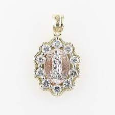 14k Solid Yellow White Rose Gold Cz Virgin Mary Pendant Guadalupe Necklace Charm Quinceanera Jewelry Charm Pendant Necklace Quinceanera Necklace