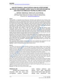 Pdf Analisis Finansial Usaha Budidaya Ikan Nila Oreochromis Niloticus Pada Karamba Jaring Tancap Di Desa Eris Kecamatan Eris Kabupaten Minahasa Provinsi Sulawesi Utara