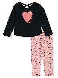 Dkny Baby Girls Drawn Hearts 2 Piece Leggings Set Outfit