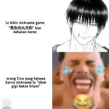🥶 lu bikin ikinnicknamegam nickname game “黑色肉丸牙刷” biar keliatan  keliatankeren keren orang Cina yang ketawa karna nickname lu "sikat gigi  bakso hitam"