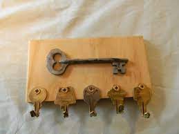 Carved Skeleton Key Holder Key Rack With Bent Keys For Etsy Wooden Key Holder Wall Key Holder Reclaimed Wood Wall
