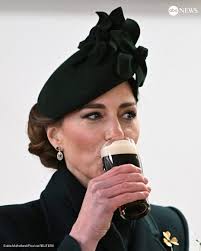 Sláinte! Princess Kate took part in a beloved St. Patrick's Day tradition  after missing the event last year due to health issues. The Princess of  Wales was spotted enjoying a Guinness as
