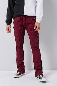 Forever 21 Cotton Snap Button Cargo Pants In Burgundy Red For Men Lyst