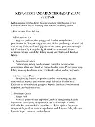 Kesan interaksi yang melampau akan memberi kesan negatif kepada alam sekitar. Kesan Pembandaran Terhadap Alam Sekitar