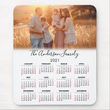 2021 Calendar Your Photo Family Name Mouse Pad Zazzle Com In 2020 2021 Calendar Happy New Year Design Family Photos