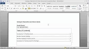 Creating A Table Of Contents In A Word Document Part 1 Pertaining To Word 2013 Table Of Conten Word Template Table Of Contents Template Invoice Template Word