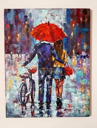 Couple Under Umbrella Painting Walking Couple Wall Art Walking Etsy In 2021 Romantic Wall Art Painting Umbrella Painting