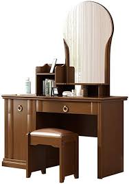 Yoncog Compact Vanity Table Set Modern Chinese Solid Wood Dressing Table Solid Wood Rubber Wood Bedroom Simple Sma In 2020 Vanity Table Set Simple Bedroom Wood Bedroom