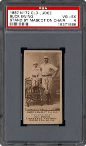 The crown jewel of the north fork collection was a possibly unique cabinet card photo image of new york giants captain buck ewing wearing civilian clothes. 1887 Old Judge N172 Buck Ewing Standing By Mascot On Chair Psa Cardfacts