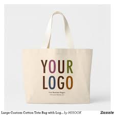 Large Custom Cotton Tote Bag With Logo No Minimum Zazzle Com Tote Bag Branded Tote Bags Cotton Tote Bags