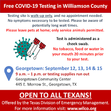 For now, the covid nudge tests are primarily found in uk hospitals. Free Covid 19 Testing In Georgetown Sept 12 15 City Of Georgetown Texas