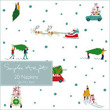 Merry christmas floral pine cone red holly border napkins. Sophie Allport Home For Christmas Paper Napkins Anna Davies