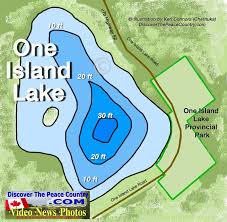 One Island Lake Depth Of Lake And Road Map One Island