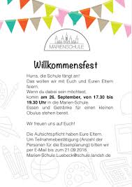 930 945 00, blz 500 800 00, dresdner bank ag, frankfurt. Liche Einladung Willkommensfest Fur Die Eltern Der Erstklassler Marienschule Lubeck