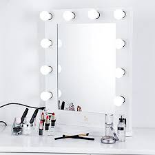 Luvodi Hollywood Vanity Mirror Lighted Makeup Mirror With 10 Dimmable Led Bulbs Lights Wood F Hollywood Makeup Mirror Makeup Mirror With Lights Cosmetic Mirror