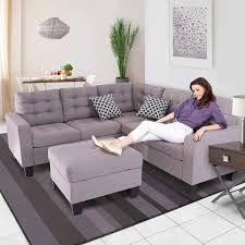 Finished in timeless grey, this universal sofa will work out well in most of the decors, providing a lounging spot for the whole family. Amazon Com Good Gracious Sectional Sofa Set L Shaped Couch With Reversible Storage Ottoman For Small Space Living Room 100 Polyester Fabric Taupe 35 04 X 31 5 X 81 1 Kitchen Dining