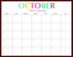 Calendar October 2015 Printable Calendar With Holidays