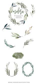 Modern Watercolor Leaves Clipart For Wedding Invitations Logos More Cvety Trafarety Zelenye Svadby Cvetochnye Illyustracii