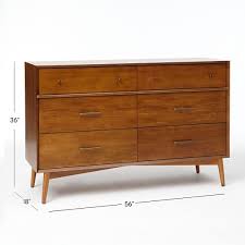 mid century 6 drawer dresser acorn