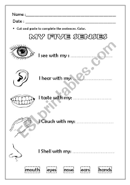 My Five Senses Esl Worksheet By Elisea