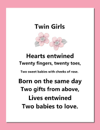 Birthday Wishes For Twins Baby Boys Kids Wall Art Nursery Art Decor Baby Girl Twins Poem Quote Flowers Hearts Entwined 8x10 Print Twins Birthday Quotes Mom Birthday Quotes Twin Poems
