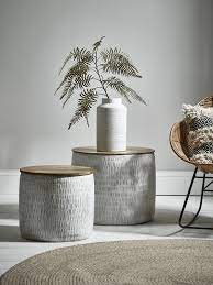 Two Enamelled Storage Tables Taupe Side Table Decor Living Room Side Table Luxury Home Furniture