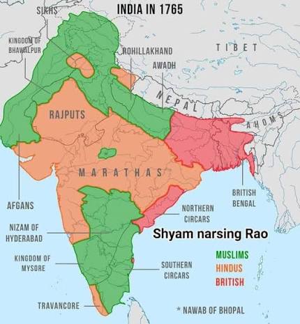 A map by Longmans, 1905, showing India in 1760. #history #india