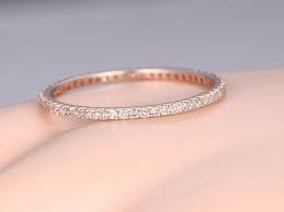 Diamond Wedding Band Petite French Micro Pave Band Solid 14k Rose Gold Full Eternity Ring Engagement Ring Stack Matching Band Thin Band Pave Diamond Wedding Bands Minimalist Engagement Ring Diamond Wedding