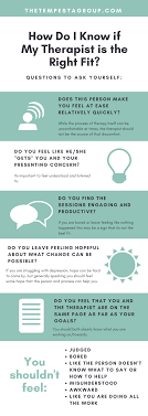 You need to find a therapist. Ask Daniela How Do I Know If My Therapist Is The Right Fit The Tempesta Group