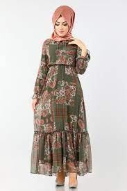 Modaselvim Elbise Etegi Firfirli Sifon Elbise 1185ant317 Haki Sifon Elbise Buzgulu Elbiseler The Dress