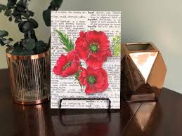 Poppies Print, Flowers, Red Poppy Art, Poppy Print, Art for Moms, Artwork  for Girls, Poppies Art, Dictionary Art Print, Gift for Nature