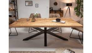 Meuble de salle a manger rustique. Table 180 Cm En Bois Massif Et Pied Metal Noir Design Pour Salle A Manger