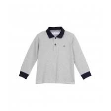 Polo manches longues équitation garçon 140 boy marine. Petit Bateau Polo A Manches Longues Garcon Grey