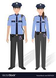 Police Officers Male And Female Isolated On White Vector Image Police Police Officer Officer