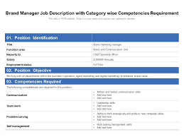 The data analyst will work alongside the data warehouse and engineering team to provide data related support, data investigation, research, data management and data reporting. Brand Manager Job Description With Category Wise Competencies Requirement Powerpoint Slides Diagrams Themes For Ppt Presentations Graphic Ideas