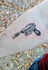 Best tattoo shop in sacramento, custom black and grey realism. Han Solo S Blaster From Esb Inked By Ralph Madrid At Sacred Wave Studios In Sacramento Ca I Redd It Submitted By Terranc Nerd Tattoo Tattoos Body Art Tattoos