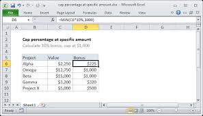 Excel Formula Cap Percentage At Specific Amount Exceljet
