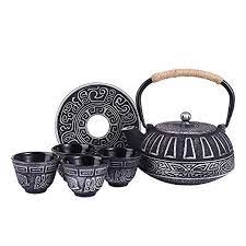 Amazon Com Cast Iron Teapot Set Japanese Style Anti Rust Enamel Interior With Tetsubin Iron Tea Kettle 4 Teacup Handma Tea Pot Set Cast Iron Tea Pot Tea Pots