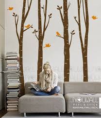 Birch Tree Wall Decals Peel And Stick Fully Customized Birch Trees These Trees Can Easily Be Re Arranged To Suit Your Wall Space The Branch Birch Tree Wall Decal Birch Tree Decal Bird Wall Decals