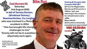 Tommy Donlon is well known in the Midlands and indeed throughout Ireland,  an avid motorsport enthusiast and motorcycle rider. Tommy was involved in a  very serious accident (through no fault of his
