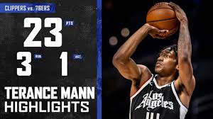 Sees minutes in game 2. Terance Mann 23 Pts Provides Spark Vs Philadelphia 76ers La Clippers Youtube