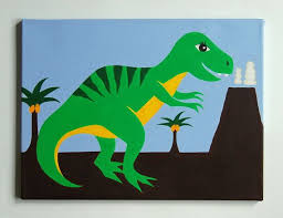 Kids Dinosaur Art T Rex Painting Dinosaur Nursery Art Dinosaur Decor For Boys Dinosaur Room Tyranno Dinosaur Nursery Art Dinosaur Wall Art Canvas Painting